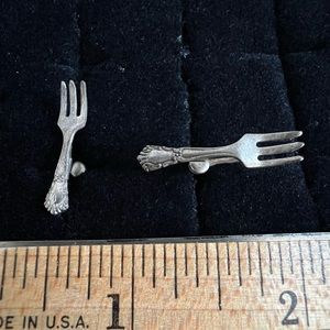 Vintage Sterling Silver Fork Screwback Earrings